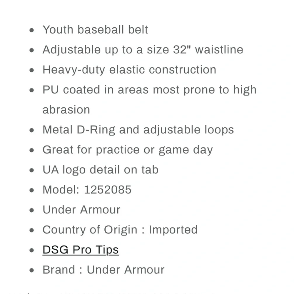 Boys (5-6 yr.) Under Armor Baseball Belt